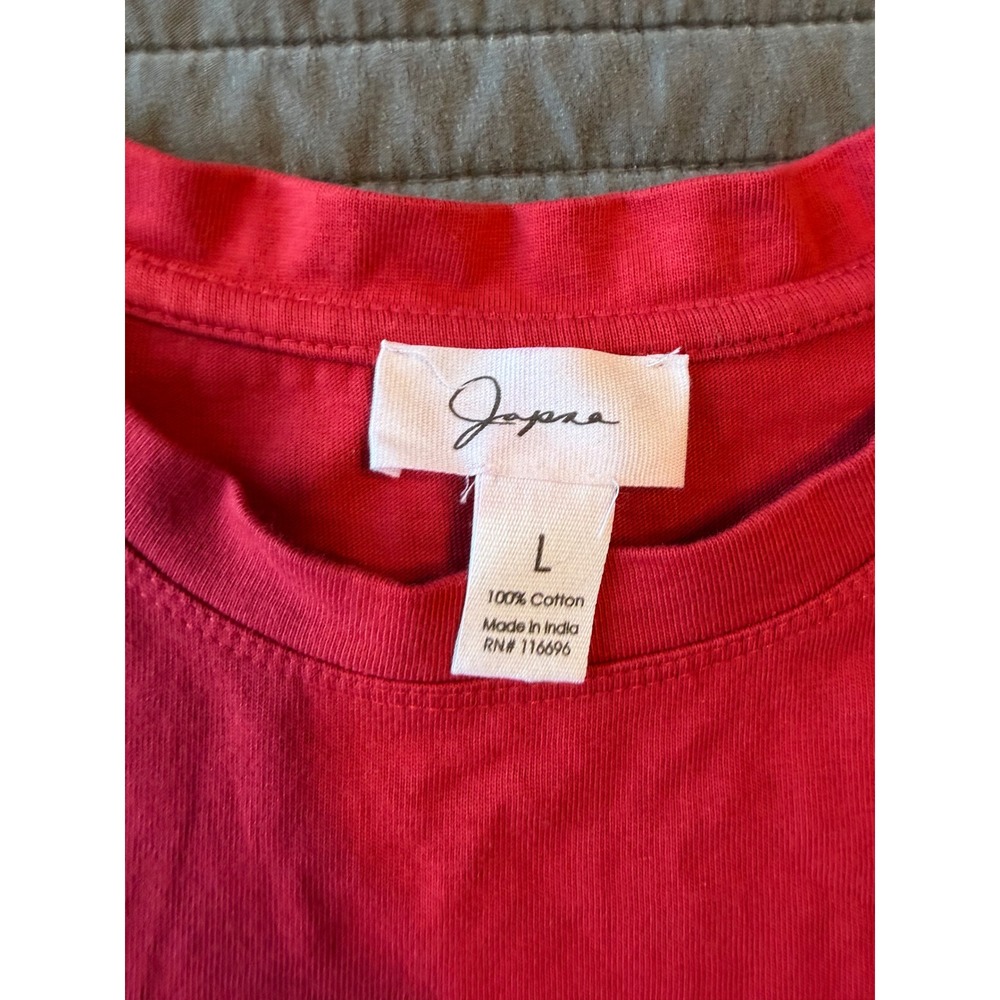 Japna Red Floral Eyelet Embroidered Hem Cotton Tank Top Large - Picture 3 of 7